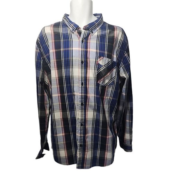 Levis Button Front Shirt Blue Plaid Mens Size XXL - Picture 1 of 7